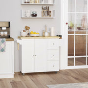Rolling Kitchen Island, Kitchen Storage Trolley w/ Drop Leaf, Drawers