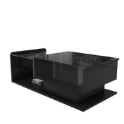 Black Lift Top Coffee !SALE! Table LED Lights Hidden Storage High Gloss Modern