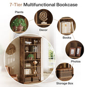 6-Tier Modern Bookshelf 75-Inch Tall Bookcases Wood Freestanding Display Shelves