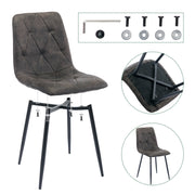 4X Dining Chairs Set Faux Suede Leather Padded Seat Metal Leg Kitchen