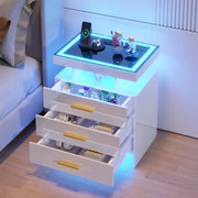 Smart LED Bedside Cabinet with Wireless Charging Station & Motion Sensor Lights