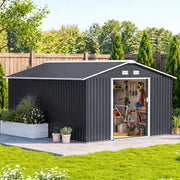 13 x 11ft Garden Shed Storage with Foundation Kit and Vents, Grey