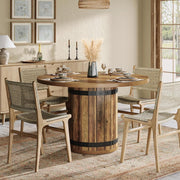 39.37-Inch Round Dining Table Farmhouse Wooden Kitchen Dinner Table for 4 People