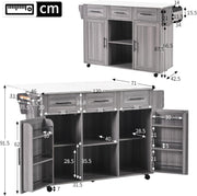 Kitchen Island Cart !SALE! Rolling Storage Cabinet Drop Leaf Trolley Grey