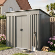4x 8 FT Galvanised Metal Garden Storage Shed Glitter Effect with Free Foundation