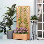 Outdoor Tall Wooden Garden Planter with Trellis Climbing Frame Raised Bed Decor