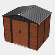 8 x 6FT Garden Shed Double Doors Metal Apex Roof Outdoor Storage House 4 Vents