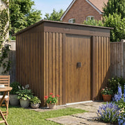 4x8FT Garden Shed Metal Pent Roof Outdoor Storage House With Free Foundation Kit