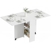 80-140 cm Folding Dining Table for 4-6 Drop Leaf Table White