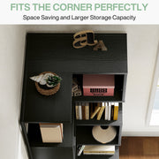 180cm Corner Bookshelf Unit, 6-Tier Floor Standing Bookcase Storage Display Rack