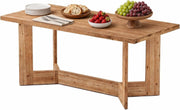 63-Inch Solid Wood Dining Table Modern Rectangular Kitchen Table for 4-6 People