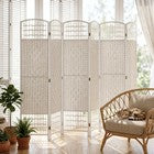 6 Panel Room Divider Folding Privacy Screen with Pine Wood Frame Refurbished