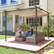 3x3m Outdoor Pergola Metal Gazebo Porch Awning Retractable Canopy