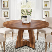 Round Dining Table for 4-6 People,120 cm Farmhouse Kitchen Table for Dining Room