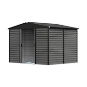 8 x10ft Garden Storage Shed with Double Sliding Door Grey Wood Effect, FREE BASE