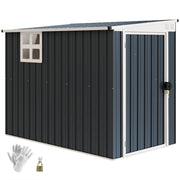 7.6 x 4ft Lean to Garden Storage Shed with Window, Dark Grey