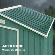 7 x 4ft Garden Shed Storage with Foundation Kit and Vents, Green