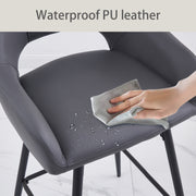 Set of 2 Bar Stools Velvet/PU Metal Legs Breakfast Stools Armrest Padded Chairs