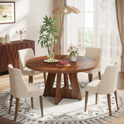 Round Dining Table for 4-6 People,120 cm Farmhouse Kitchen Table for Dining Room