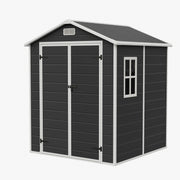 8x6 6x6 5x3 Plastic Garden Shed with Floor Window Lockable Door Wood Grain Grey