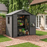 8x4FT Garden Shed Plastic Tool Bike Storage House with Lockable Doors & Floor UK