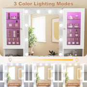 Dressing Table with 7 Drawers 4 Door & Charging Socket Makeup Desk Vanity Jdvizb