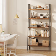 Rustic Unit Wood Bookcase Bookshelf 5 Tier Industrial Storage Display Shelving