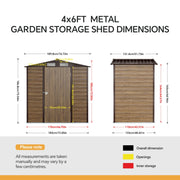 Metal Shed 4x6FT Outdoor Garden Storage Bike Waterproof Shed with Lockable Door