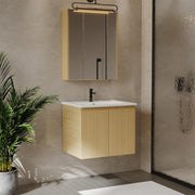 600mm White Vanity Unit Wall Hung Basin 2 Drawer Bathroom Storage Cabinet Gloss