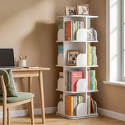 4-Tier Rotating Bookshelf Bookcase Display Floor Standing Corner Revolving Shelf