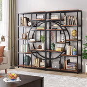 Industrial 5-Tier Etagere Bookcase Freestanding Tall Bookshelf w/ 9 Open Storage