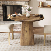 80cm Round Dining Table for 2-4, Farmhouse Small Kitchen Dinner Table with Base