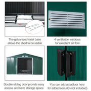Metal Garden Shed 6X4ft Outdoor Garden Storage Shed w/ Double Sliding Door