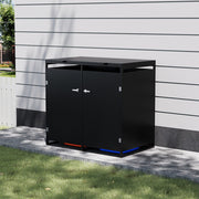 Dual Wheelie Bin Storage Metal Store Cover Garden Rubbish Dustbin 2 Shed Shelter