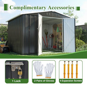 Garden Shed 10X8FT Metal Apex Roof With Free Foundation Base Storage House Anthr