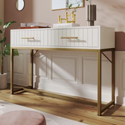 Dressing Table 2 Drawers !SALE! White Gold Vanity Makeup Desk Bedroom Modern