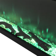 80 inch Electric Fireplace 3 Sided Panoramic Fire Log Standing Insert LED Flames