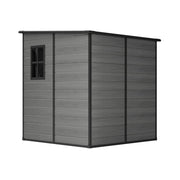 6x6ft Grey Garden Shed Outdoor Plastic Utility Tool Storage House with Windows