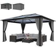 3.6 x 4m Aluminium Hardtop Gazebo Canopy with Polycarbonate Roof & Sidewalls