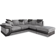 Corner Sofa Dino Jumbo Cord Suite 3 Seater 2 Seater Couch & Footstool Grey/Black
