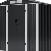 6X4FT Metal Garden Shed Apex Roof Outdoor Tool Storage House with Lockable Doors