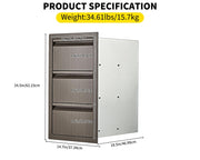 47x47x62cm Kitchen Patio Mount Drawer Stainless Steel Storage Cabinet Amber