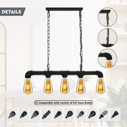 Industrial Pipe Chandelier 5 Way Pendant Ceiling Light Kitchen Dining Island E27
