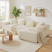 JUMBO CORD MODULAR L SHAPE CORNER SOFA 4 SEATER FURNITURE SETTEE SUITE POUFFE UK
