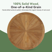 80cm Modern Round Solid Wood Coffee Table with Storage Shelf for Living Room