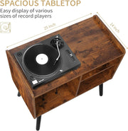 Record Player Stand with Vinyl Storage, Mid-Century Turntable 2, Brown