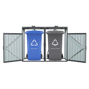 Triple Wheelie Bin Storage Metal Store Cover Garden Rubbish Dustbin 3 Shed House