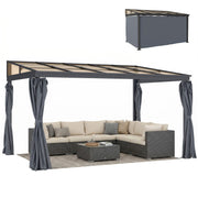 Outdoor Pergola Gazebo Party Tent Garden Sun Shelter 4 x 3m w/ Curtain