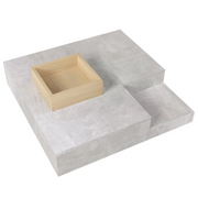 Square Coffee Table Grey !SALE! Marble Effect Storage Drawer Oak Living Room