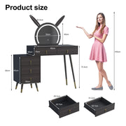 Dressing Table with LED Light Mirror Vanity Desk Makeup Table 5 Drawers Cabinet